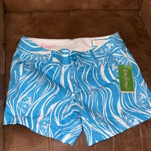 Lilly Pulitzer Callahan Shorts in Resort White Joe Fish Small Size 00 NWT